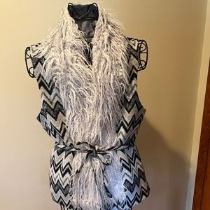 Cirana Chevron Wool & Faux Fur Vest
